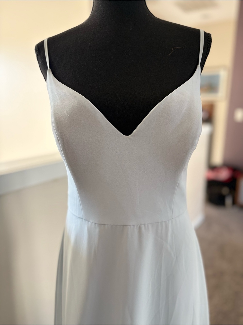Hayley Paige Occasions NWT Powder Blue Spaghetti-Strap Maxi Bridesmaids Dress - Picture 6 of 14